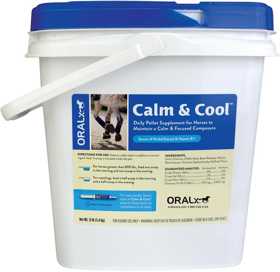Oralx Corporation Calm and Cool Horse Pellet Supplement, 12lb Pail