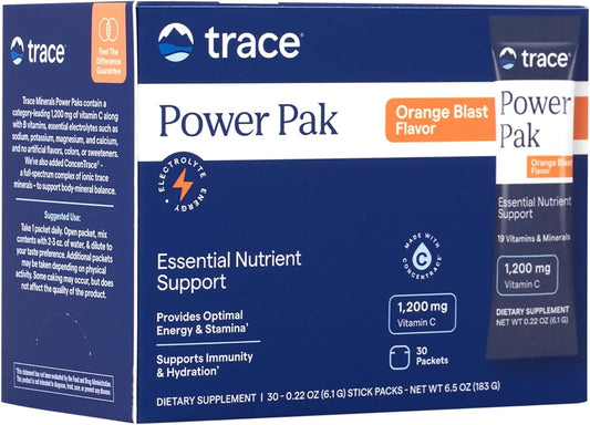Orange Blast Electrolyte Stamina Power Pak - 30 Packets, 0.17oz (4.8g) with Trace Minerals