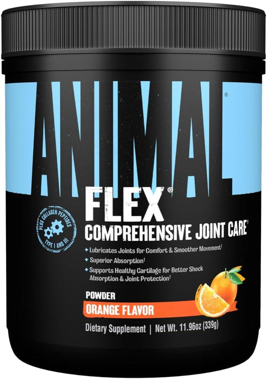 Orange Flavored Animal Flex Powder - Joint Support Supplement with Turmeric, Glucosamine, Chondroitin, MSM, Collagen, and Boswellia, 30 Scoops for Pain Relief and Muscle Repair