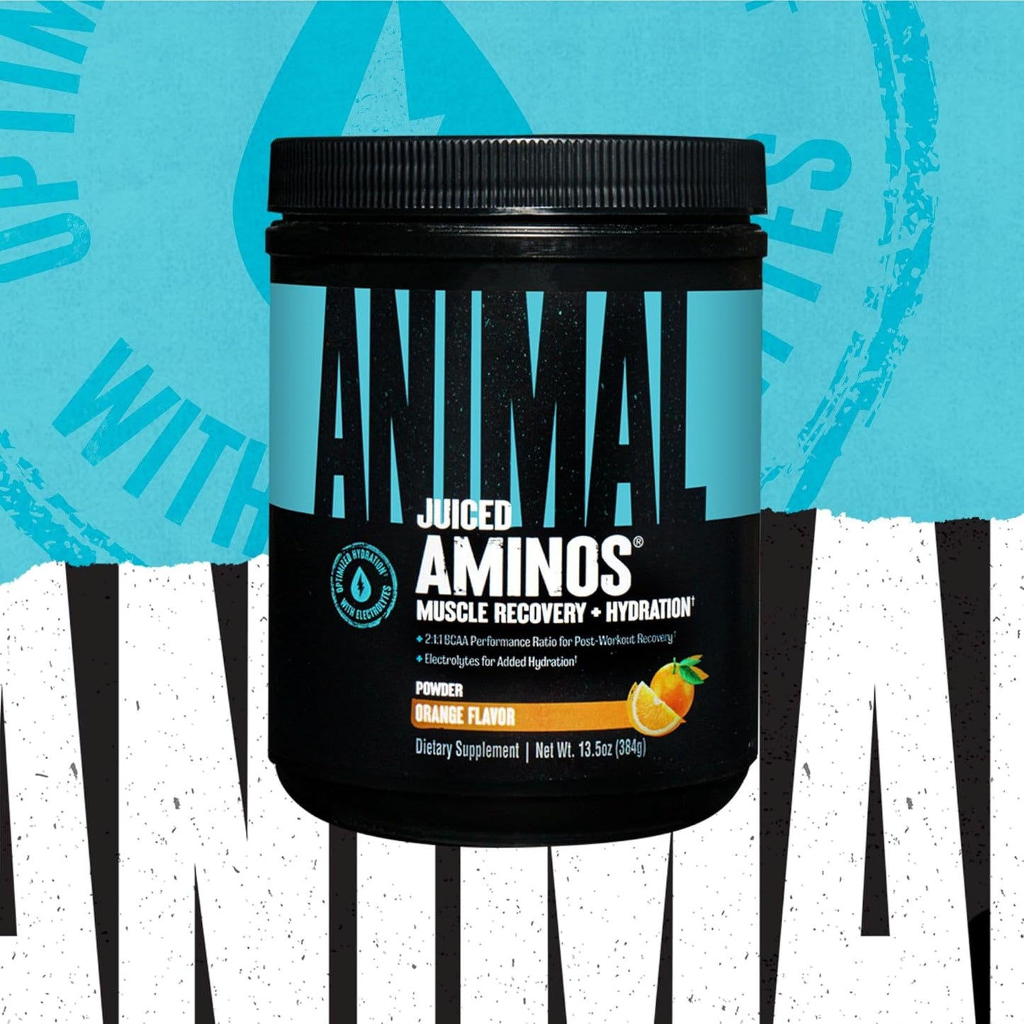 Orange Flavored Animal Juiced Amino Acids BCAA Powder with Electrolytes - Enhance Recovery and Performance with EAA Matrix, Sea Salt, and Hydration - 30 Servings