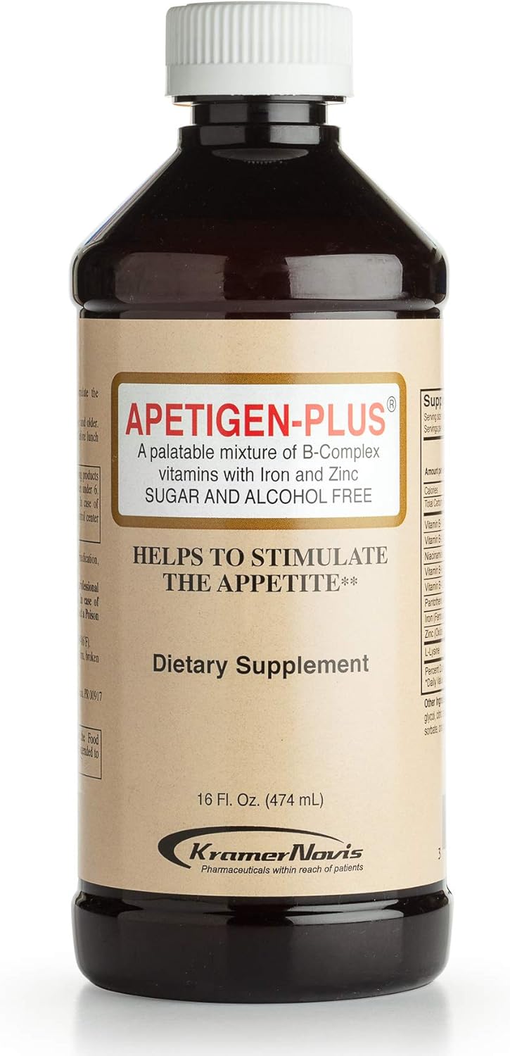 Orange-Flavored B-Vitamin Liquid Supplement with Iron, Zinc, and L-Lysine - 16oz Bottle, Sugar-Free Formula