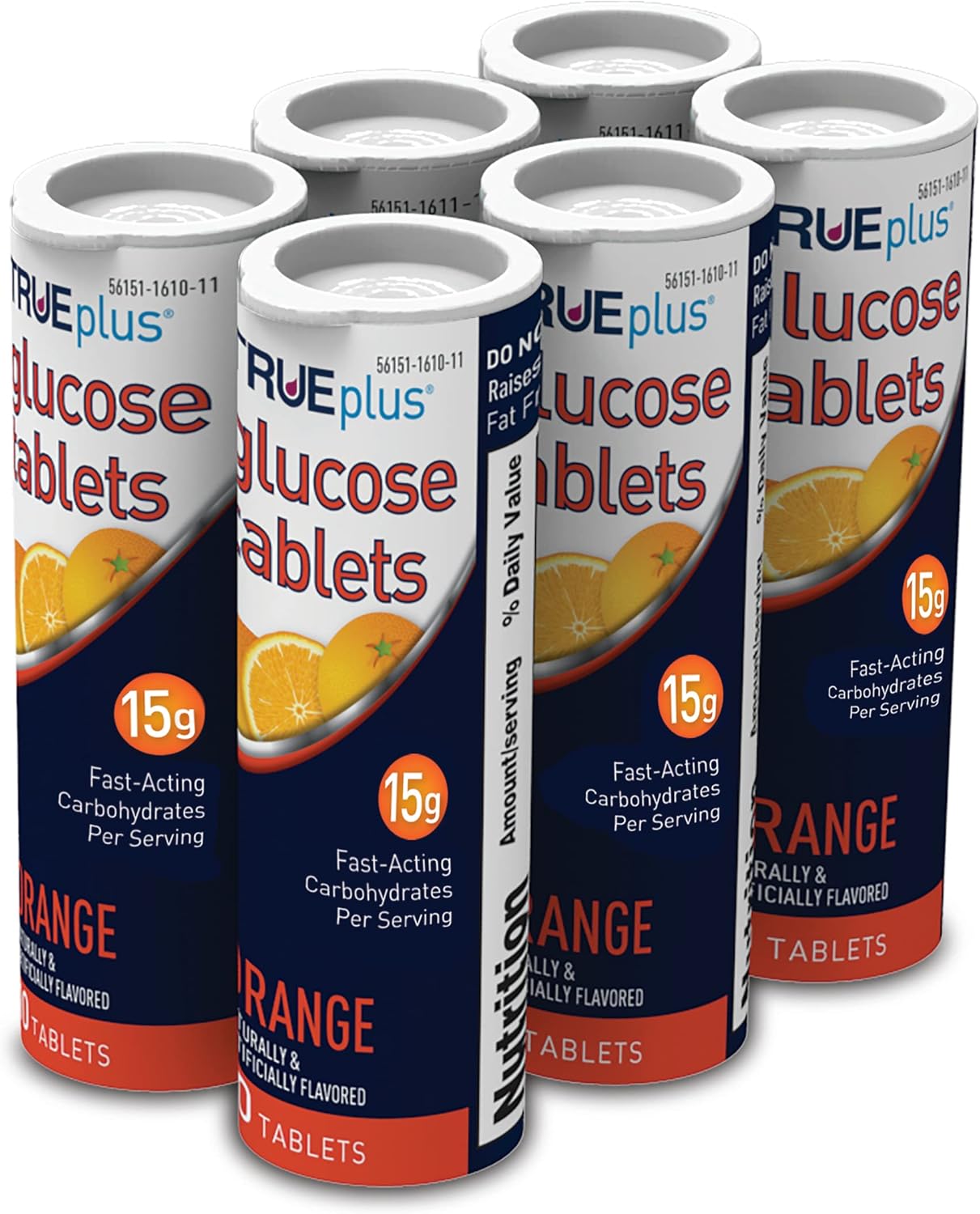 Orange Flavored TRUEplus Glucose Tablets - 6 Tubes of 10 Tablets
