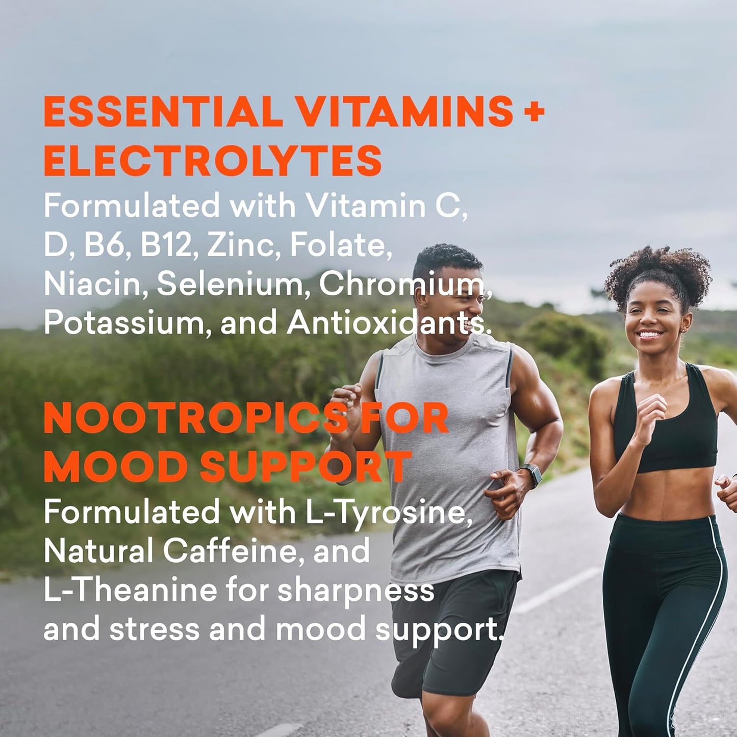 Orange Mango EBOOST Energy Drink Powder - 14 Packets - Natural Pre-Workout Mix with L-Tyrosine, L-Theanine, and Vitamins for Men & Women