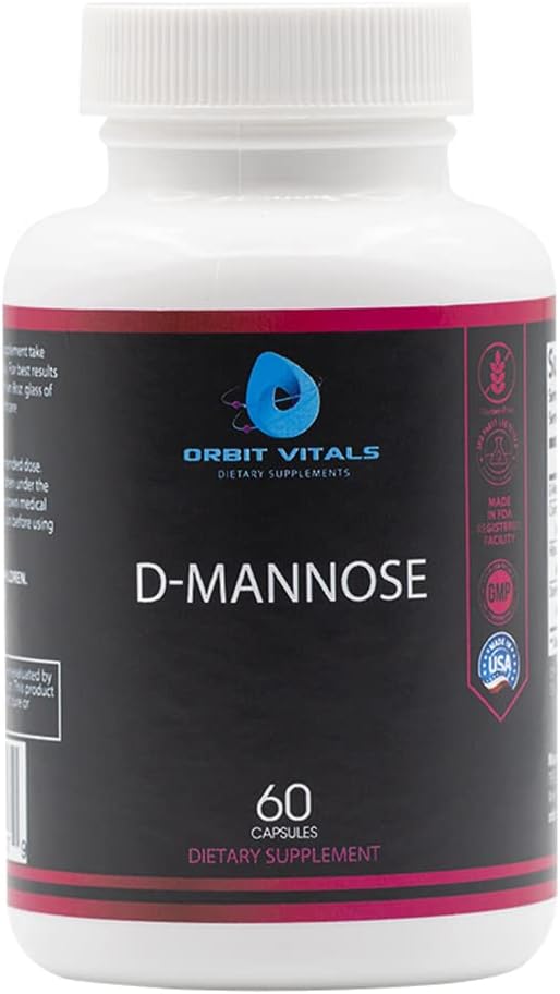 Orbit Vitals D-Mannose Capsules with Cranberry, Dandelion & Hibiscus - Supports Bladder & Urinary Tract Health, Flushes Impurities - Gluten Free & Non GMO - 60 Count