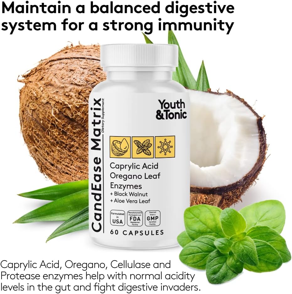 Oregano & Caprylic Acid Gut Health Supplement with Probiotics - 90 Capsules for Digestive Health & Immune Support