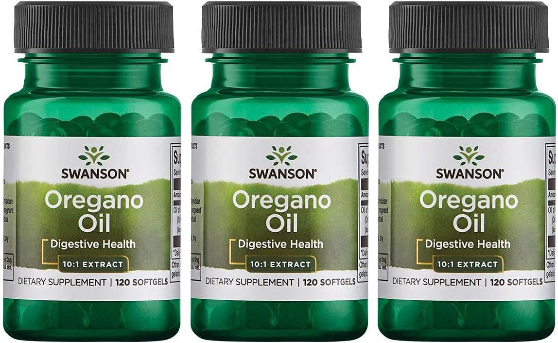 Oregano Oil Extract Softgels for Digestive and Respiratory Health - 10:1 Concentration - 120 Softgels x 150mg - Pack of 3
