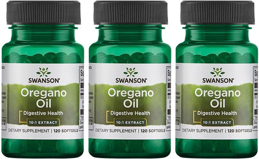 Oregano Oil Extract Softgels for Digestive and Respiratory Health - 10:1 Concentration - 120 Softgels x 150mg - Pack of 3