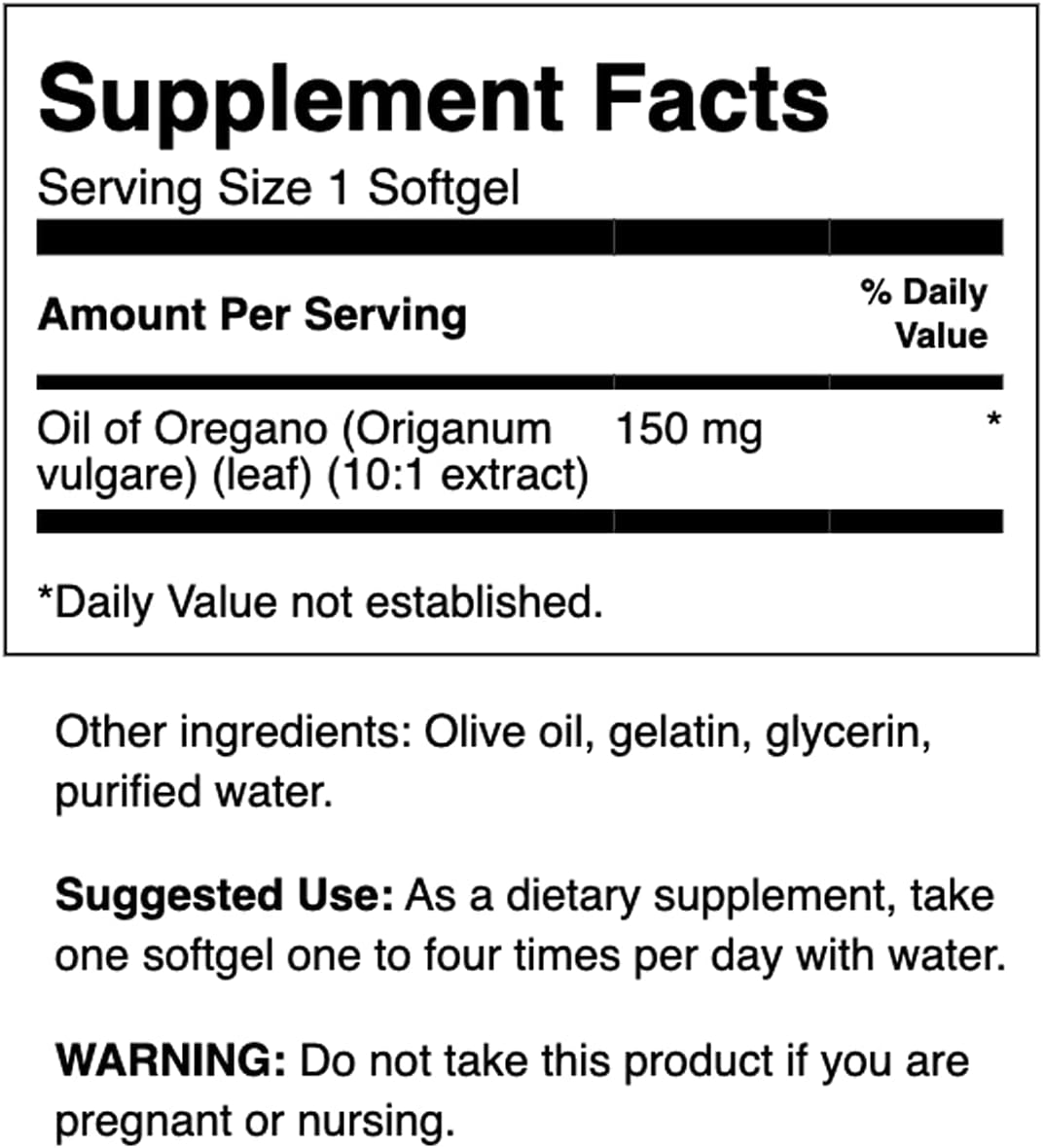Oregano Oil Extract Softgels for Digestive and Respiratory Health - 10:1 Concentration - 120 Softgels x 150mg - Pack of 3