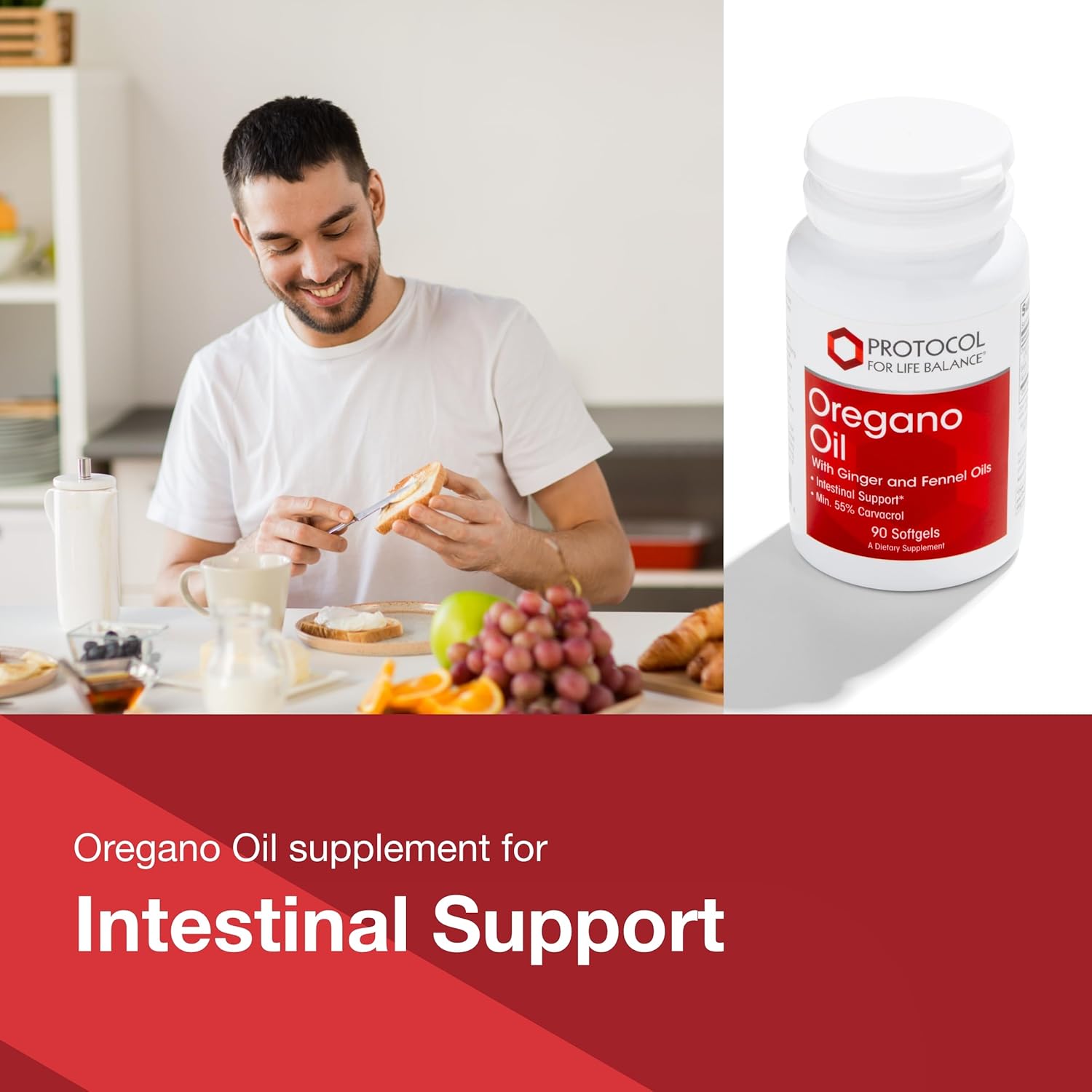 Oregano Oil Softgels with Ginger and Fennel Oil for Intestinal Support - 90 ct - Dairy and Egg Free