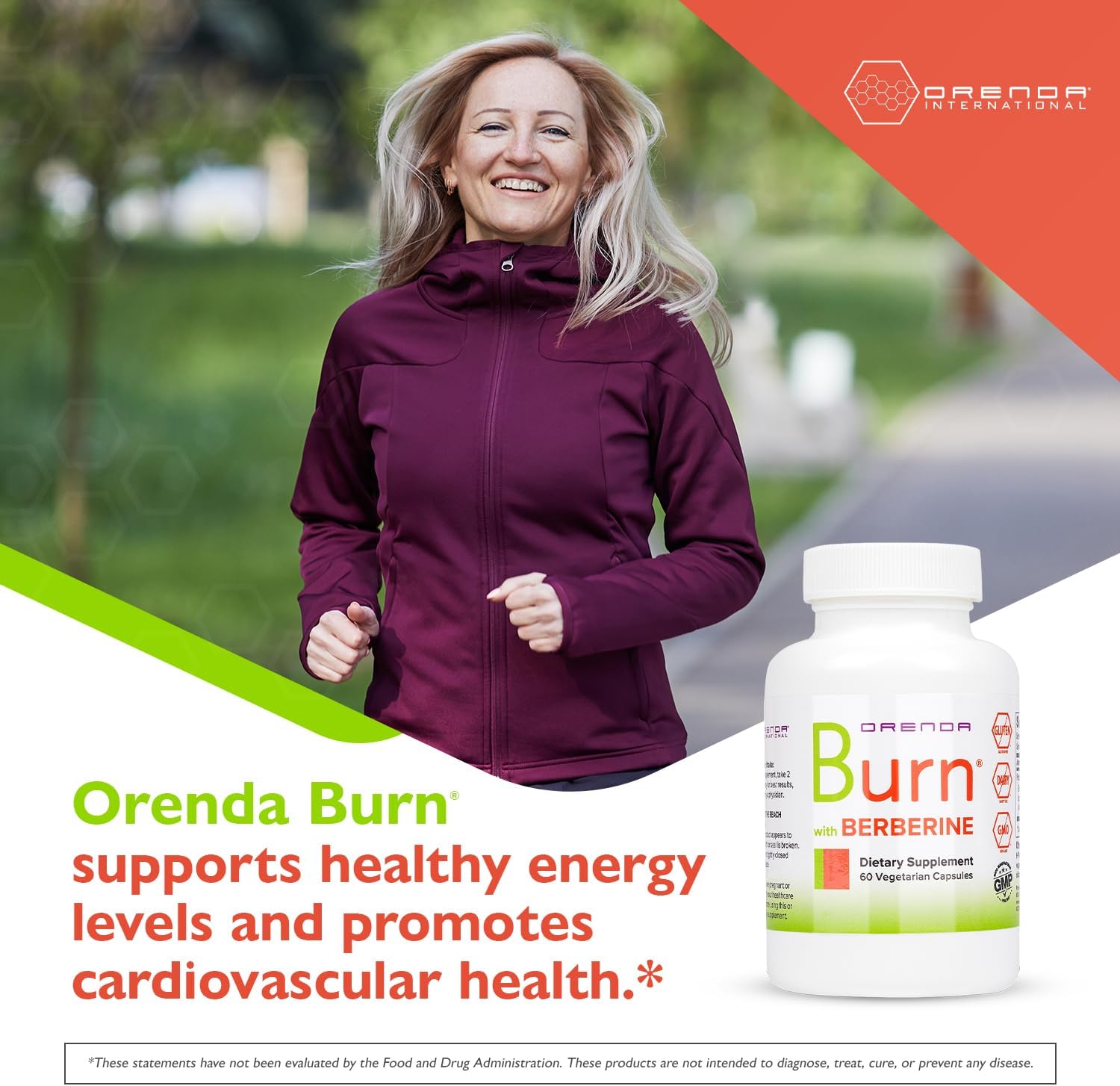 Orenda Burn Supplement - Berberine HCI, Green Coffee Extract, African Mango - Cardiovascular Support - 60 Capsules