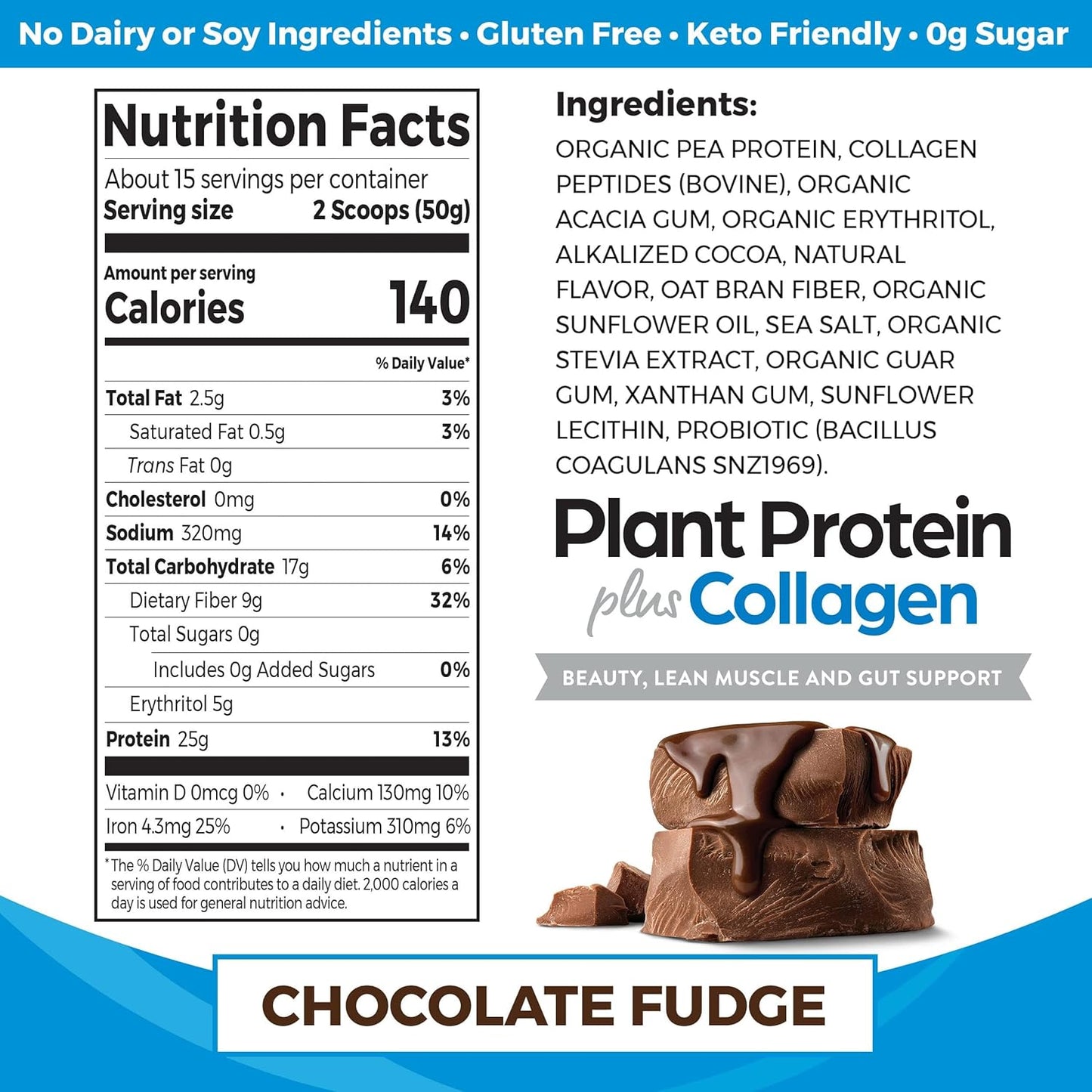 Orgain Creamy Chocolate Fudge Protein Powder with Collagen - 25g Protein, 10g Collagen Peptides, Probiotics - Hair, Skin, Nail, Joint & Gut Health - 1.6lb