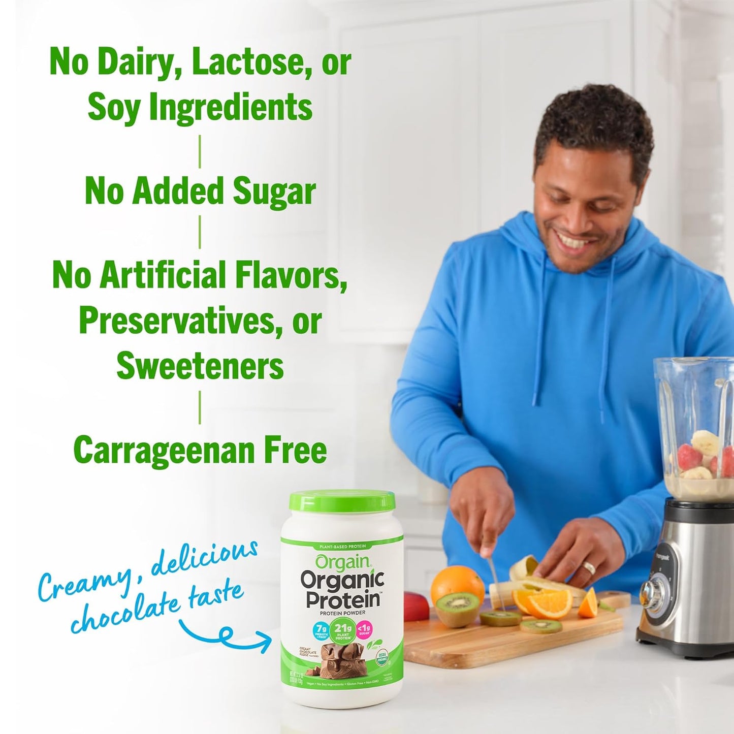 Orgain Organic Vegan Chocolate Fudge Protein Powder + PBfit Original Bundle, 2 lbs + 30 oz