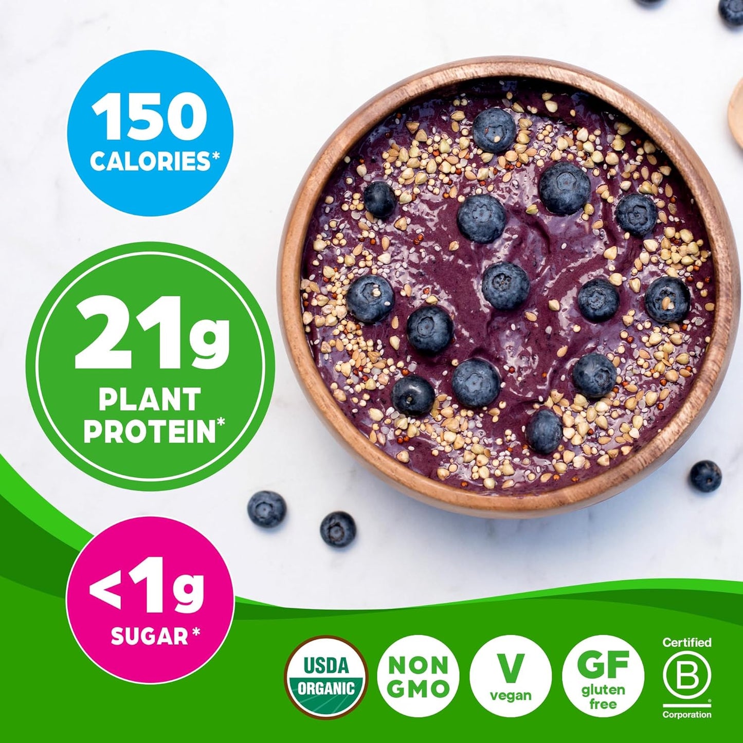 Orgain Organic Vegan Protein Powder, Vanilla Bean - 21g Plant-Based Protein, 4g Fiber, No Lactose, No Sugar, Non-GMO - 1.02 lb