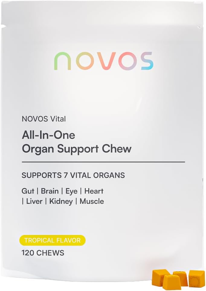 Organ, Liver, Brain, Eye, Heart, Gut Support Chewable Supplement - Nattokinase, Lutein, Inulin, Rutin - Tropical Flavor - 120 Count