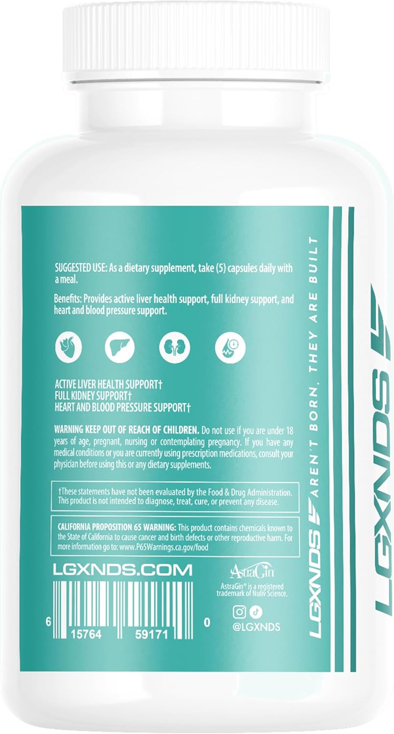 Organ Protection Supplement for Heart, Kidney, Liver Health & Blood Pressure - 150 Capsules