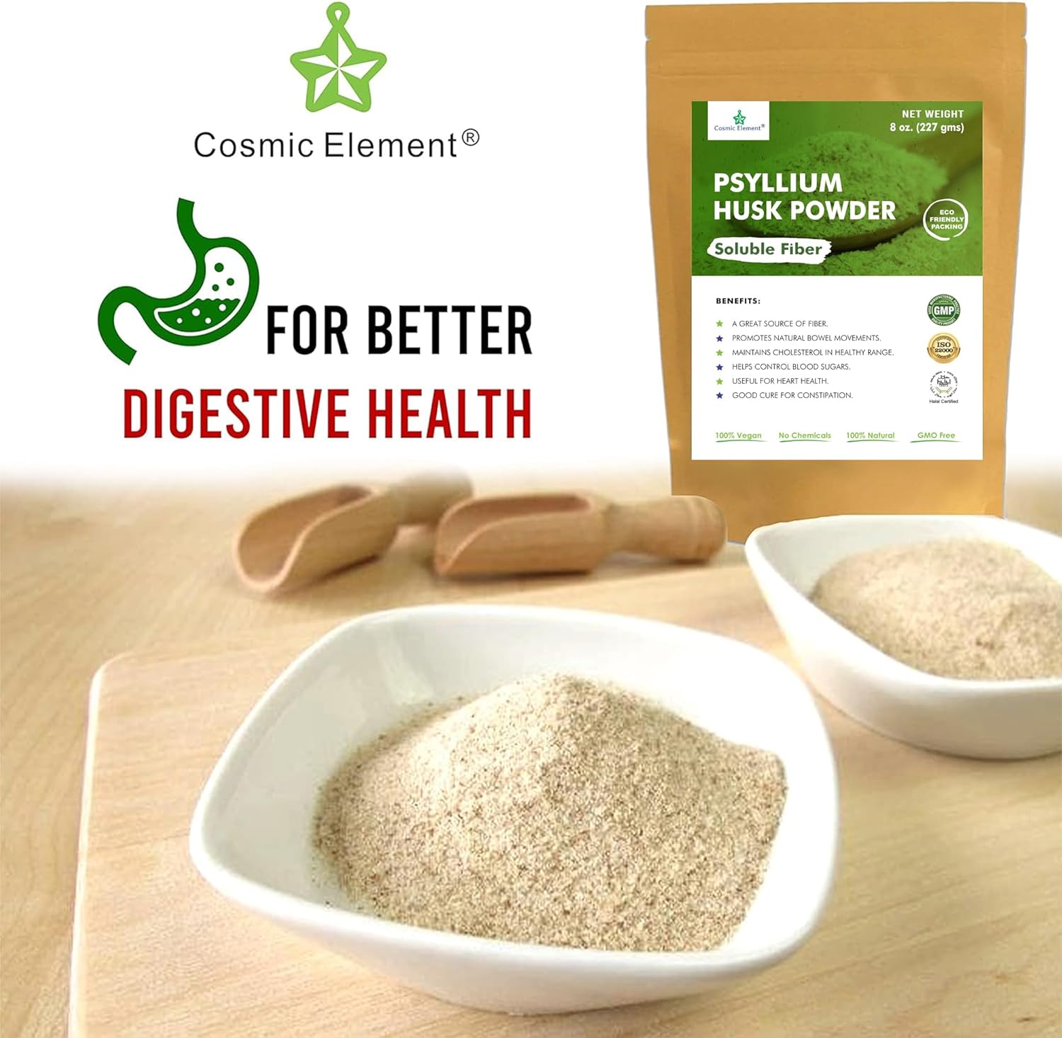 Organic 100% Pure Psyllium Husk Powder for Regularity and Keto Baking - 8 oz