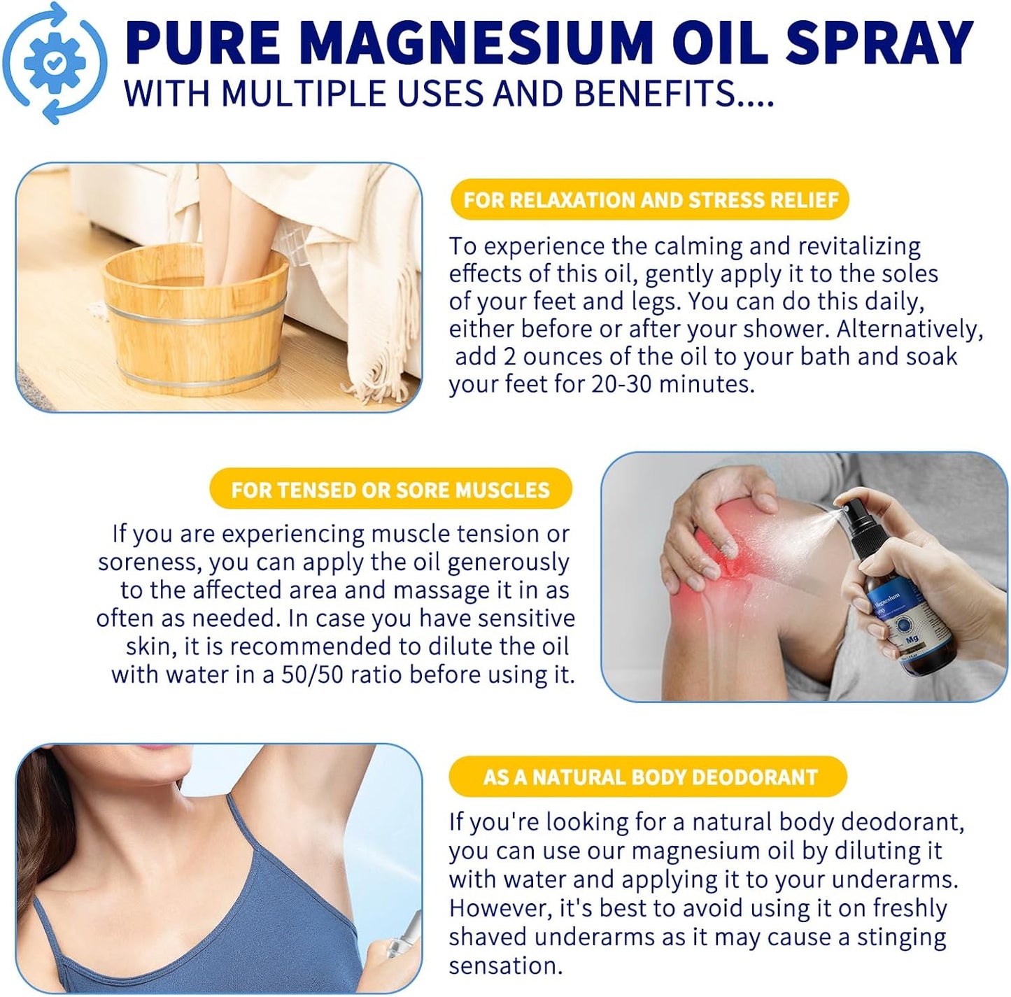 Organic 2 Fl Oz High Concentration Magnesium Oil Spray - Non-GMO, Gluten-Free - Easy Absorption - Single Bottle