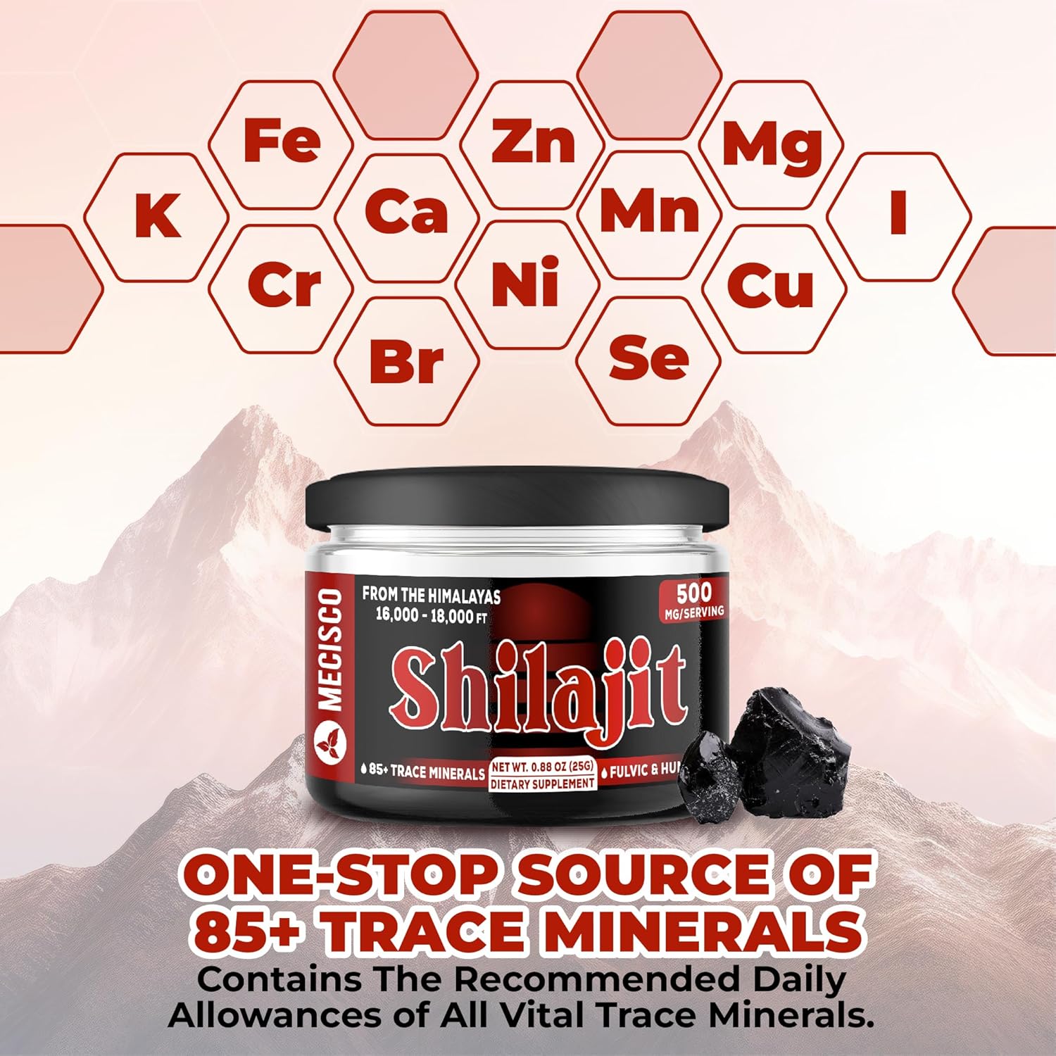 Organic 25g Shilajit Resin with 85+ Trace Minerals for Energy, Brain Health & Immune Support