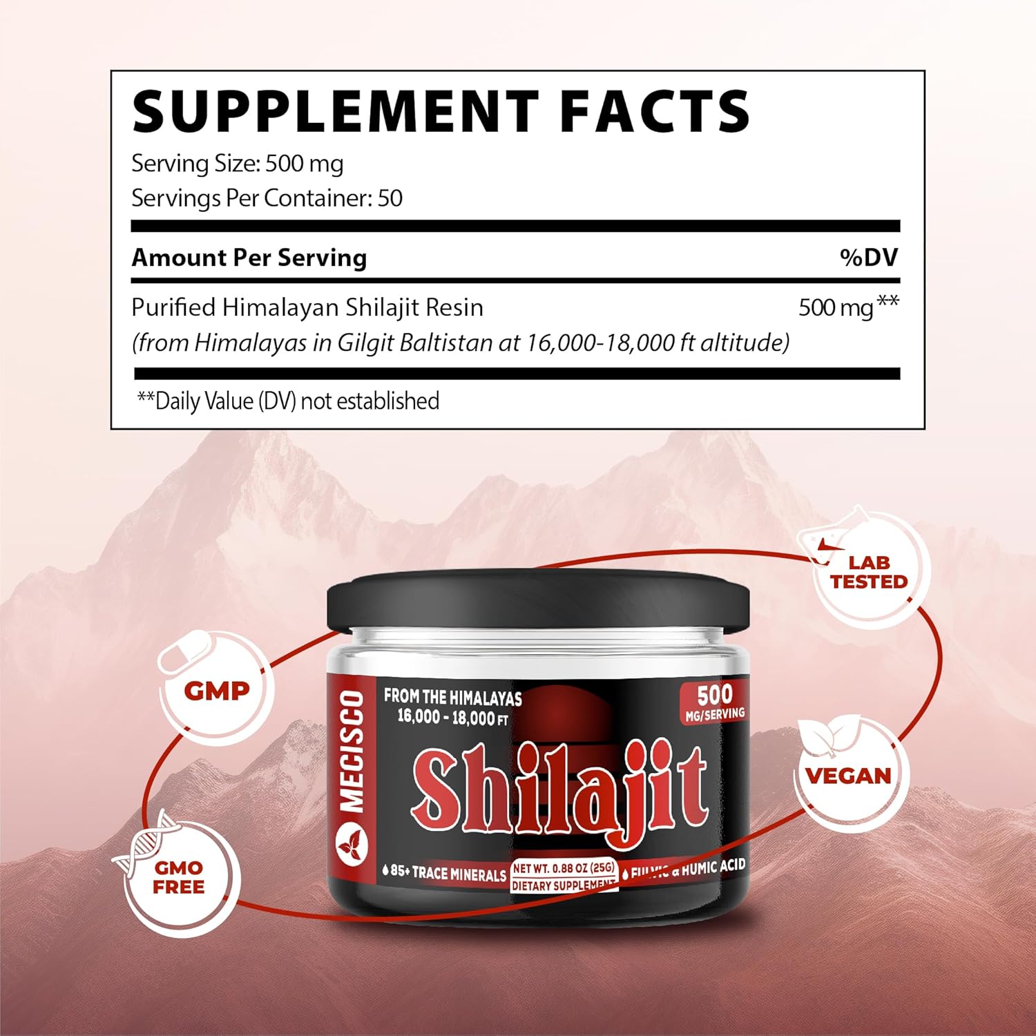 Organic 25g Shilajit Resin with 85+ Trace Minerals for Energy, Brain Health & Immune Support