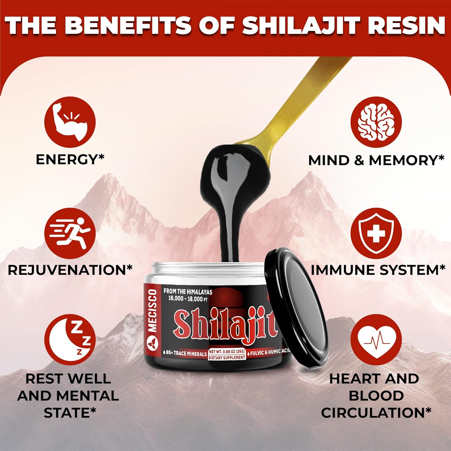 Organic 25g Shilajit Resin with 85+ Trace Minerals for Energy, Brain Health & Immune Support