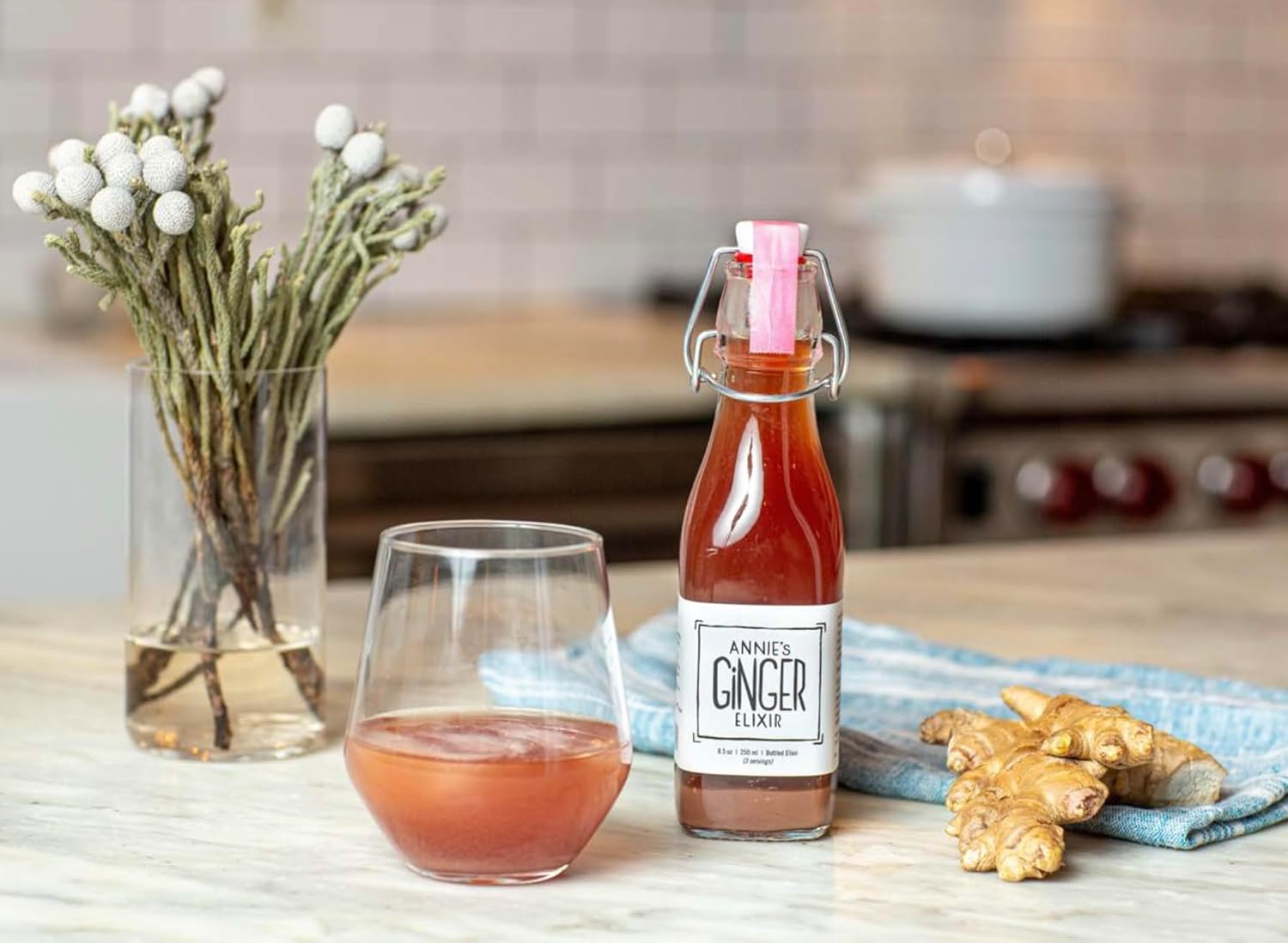 Organic 34oz 2-Pack Ginger Elixir Shot for Digestive Cleanse and Immune Defense, Non-GMO Wellness Beverage