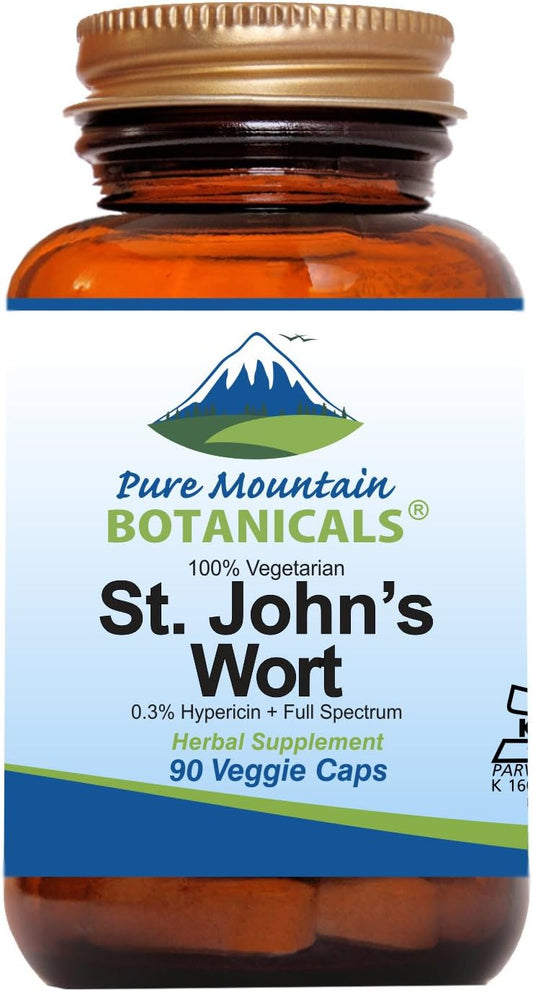 Organic 450mg St. John's Wort Capsules with Mountain Botanicals Extract - Herbal Supplement