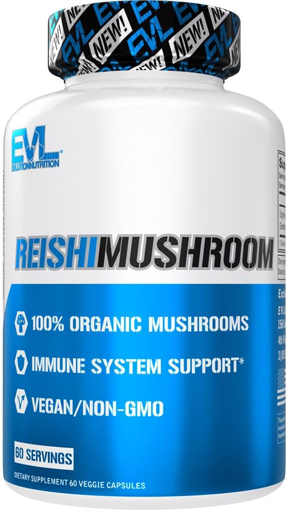 Organic 500mg Reishi Mushroom Supplement for Immune System Support - Vegan & Non-GMO - 60 Servings