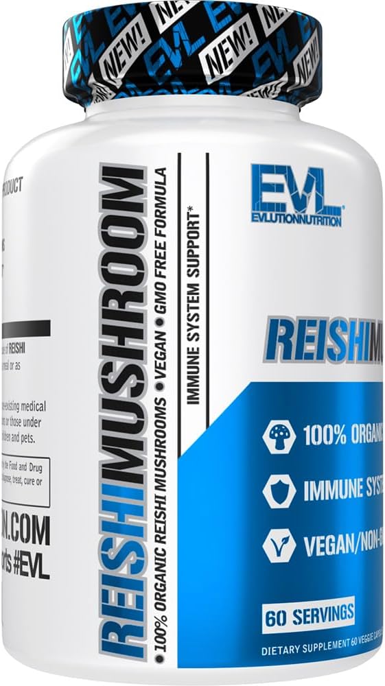 Organic 500mg Reishi Mushroom Supplement for Immune System Support - Vegan & Non-GMO - 60 Servings