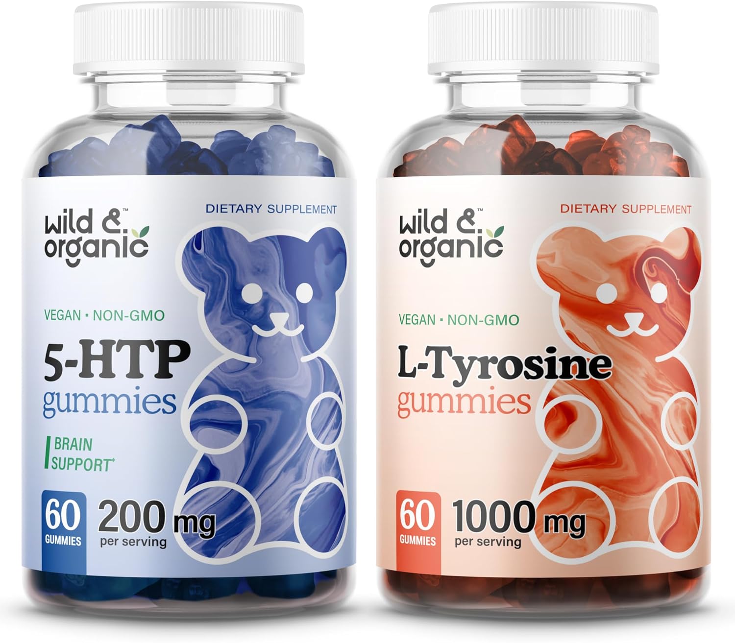 Organic 5HTP and L-Tyrosine Gummies - 60 Count, Wildcrafted Formula