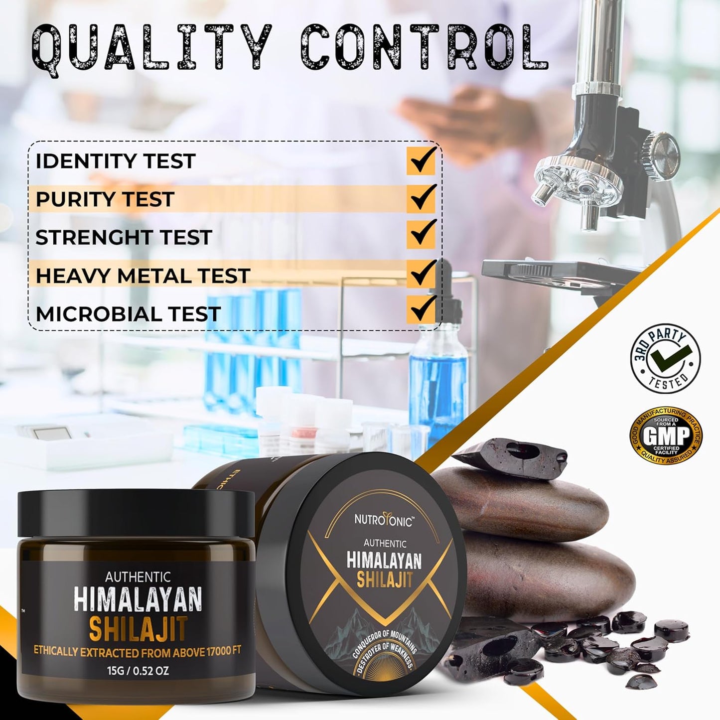 Organic 60-Day Sun-Dried Himalayan SHILAJIT Resin by NutroTonic LLC - Potent Source of Fulvic and Humic Acid - Lab Tested for Safety