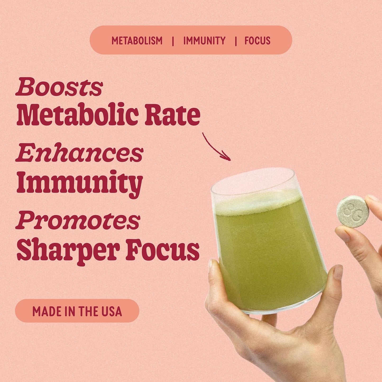 Organic 8Greens Supergreens Tablets: Daily Super Greens Powder for Metabolism, Immunity, and Focus - Aloe Vera, Spirulina, Chlorella, Peach - 60 Servings