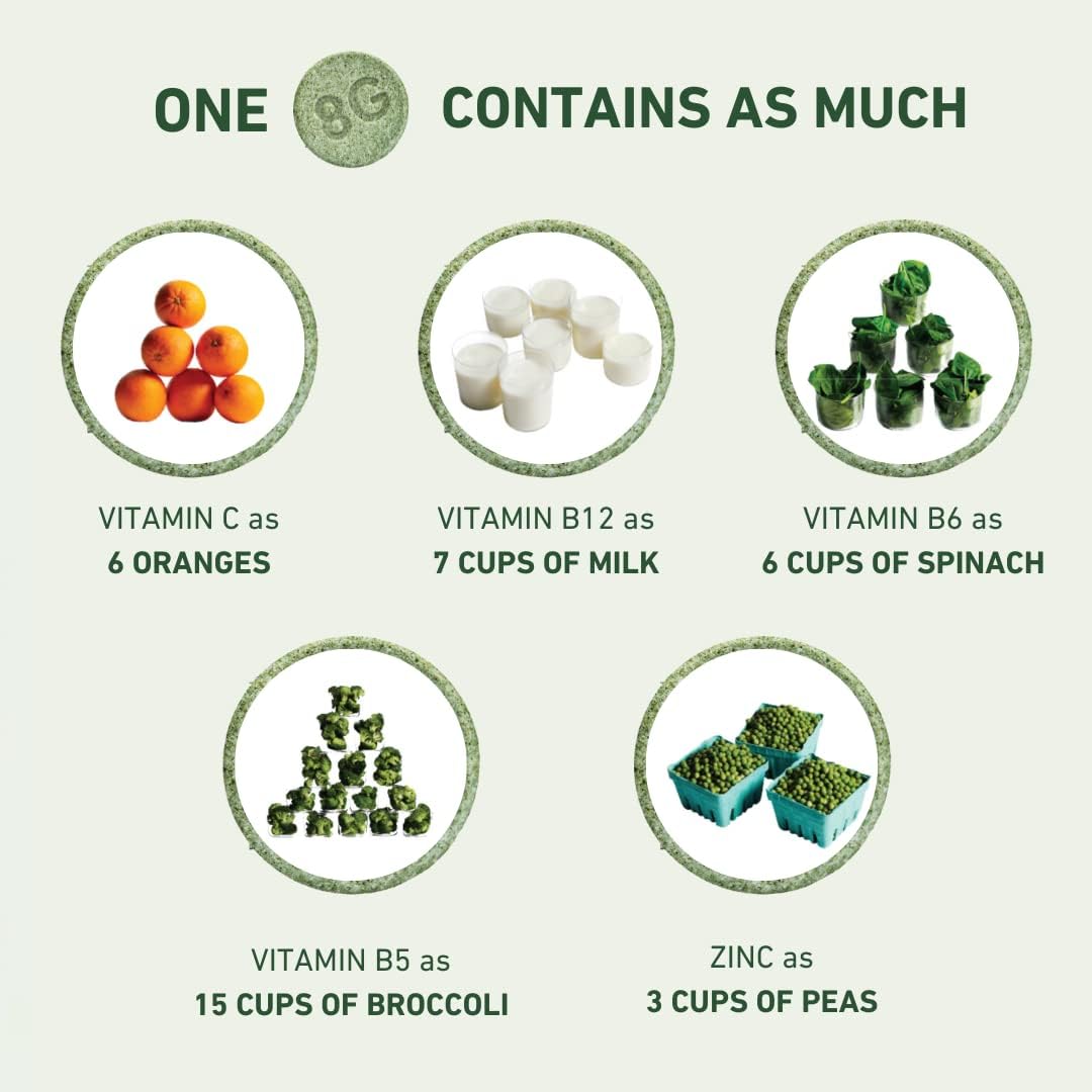 Organic 8Greens Supergreens Tablets for Daily Energy, Metabolism, Immunity & Focus - 30 Servings of Super Greens Powder Tablet with Aloe Vera, Spirulina, Chlorella