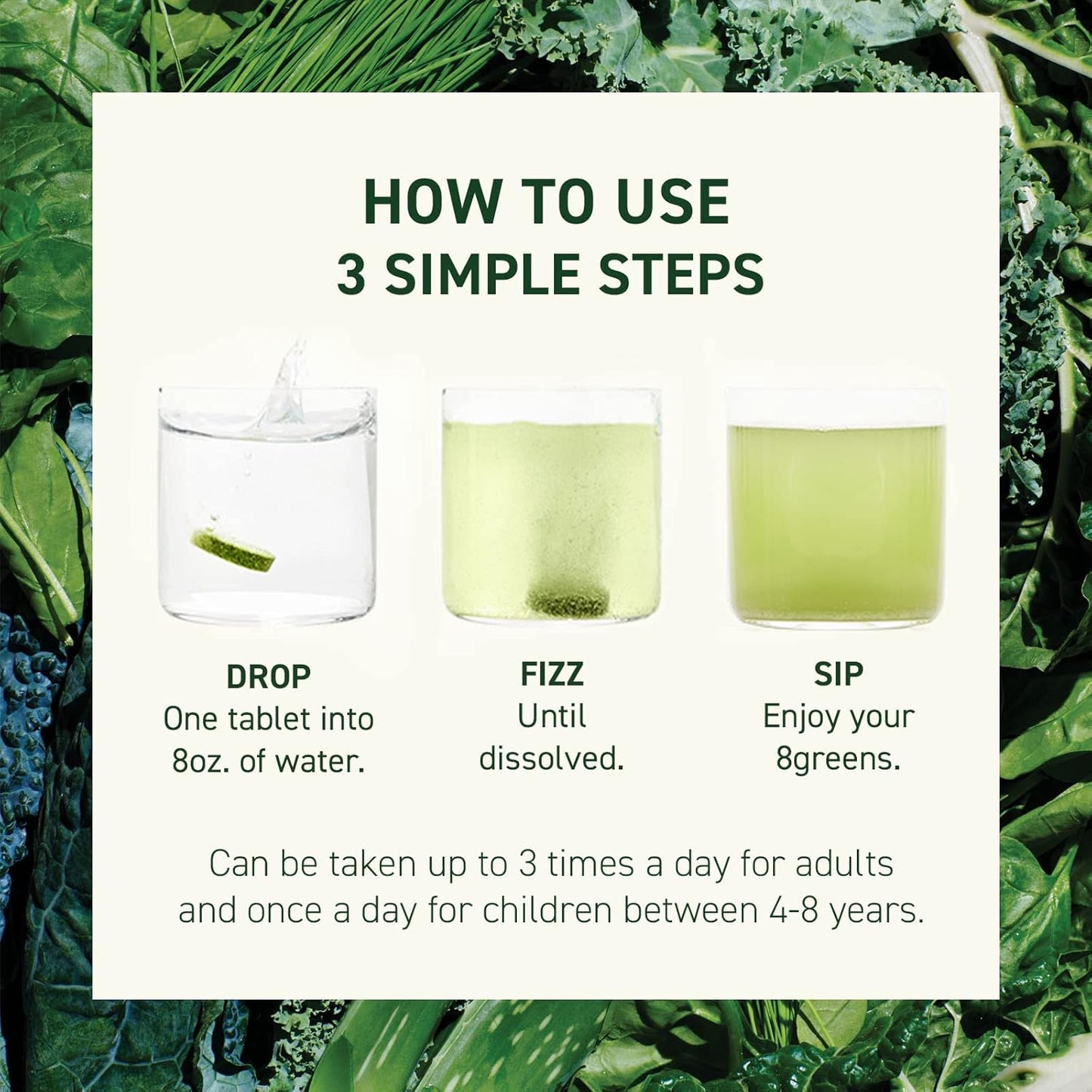 Organic 8Greens Supergreens Tablets for Daily Energy, Metabolism, Immunity & Focus - 30 Servings of Super Greens Powder Tablet with Aloe Vera, Spirulina, Chlorella