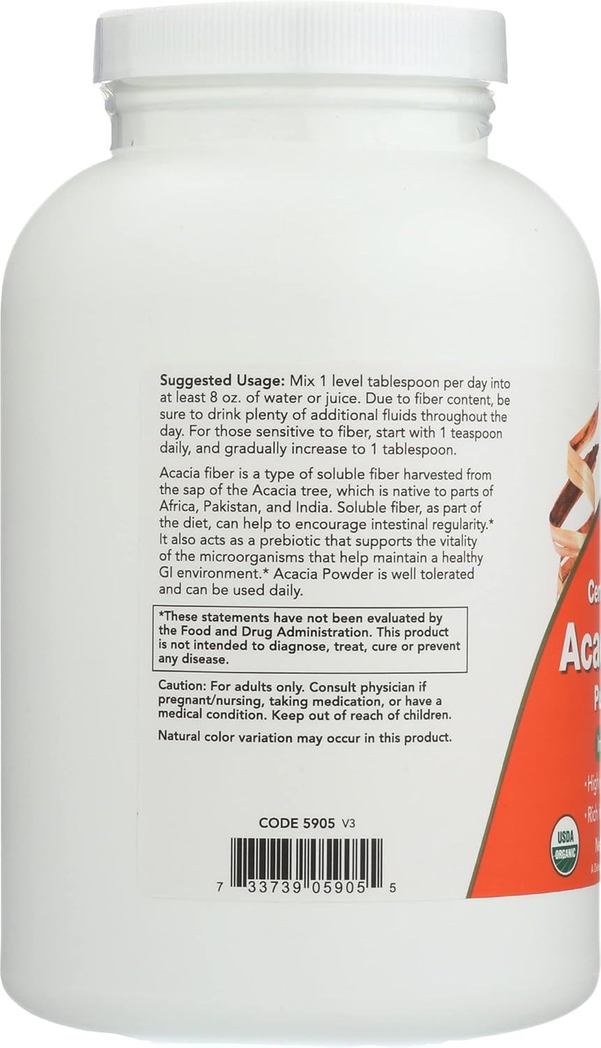 Organic Acacia Fiber Powder - 12 oz by NOW Foods