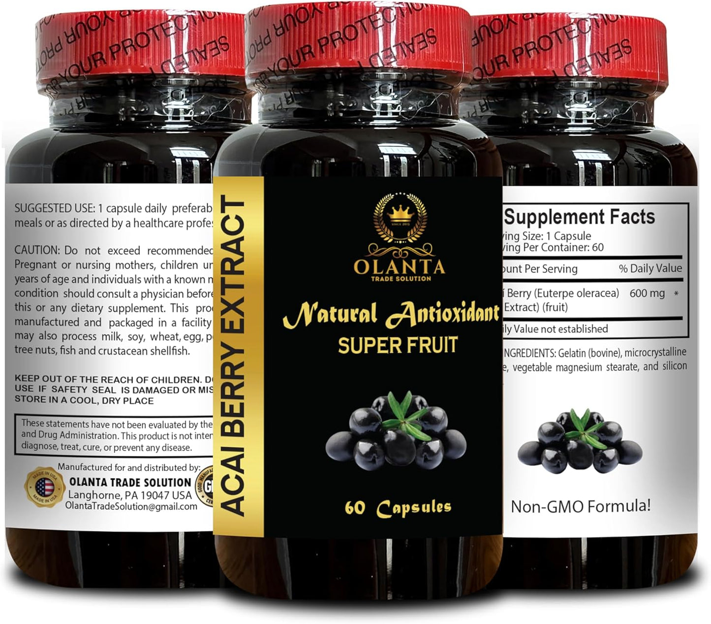 Organic Acai Berry Extract Supplement for Fertility - Antioxidant-Rich Pills - 240 Capsules