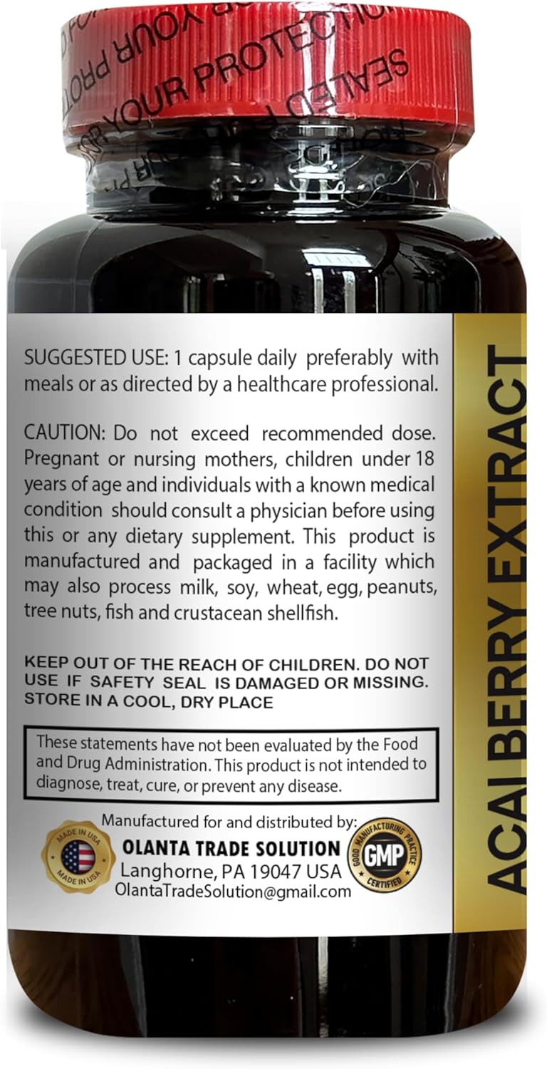 Organic Acai Berry Extract Supplement for Fertility - Antioxidant-Rich Pills - 240 Capsules