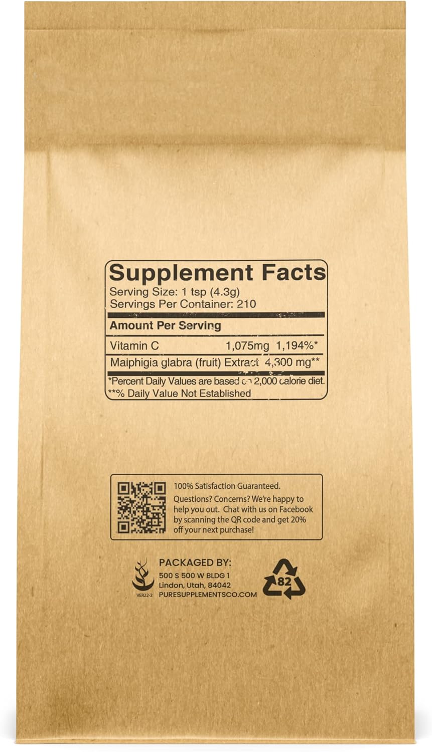 Organic Acerola Cherry Powder - 2 lb Bag | Non-GMO, Gluten-Free, Eco-Friendly Packaging | Pure Ingredients