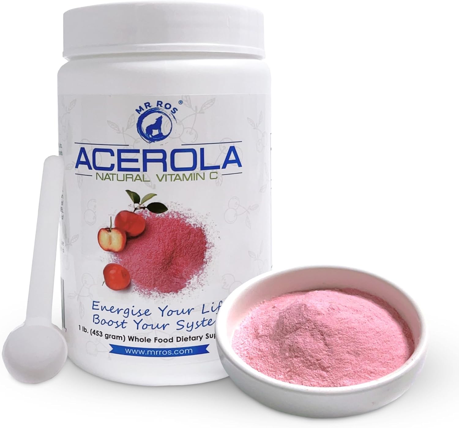 Organic Acerola Cherry Vitamin C Powder 1 Lb - Immune System Booster - Non-GMO Nobel Prize Winner Formula