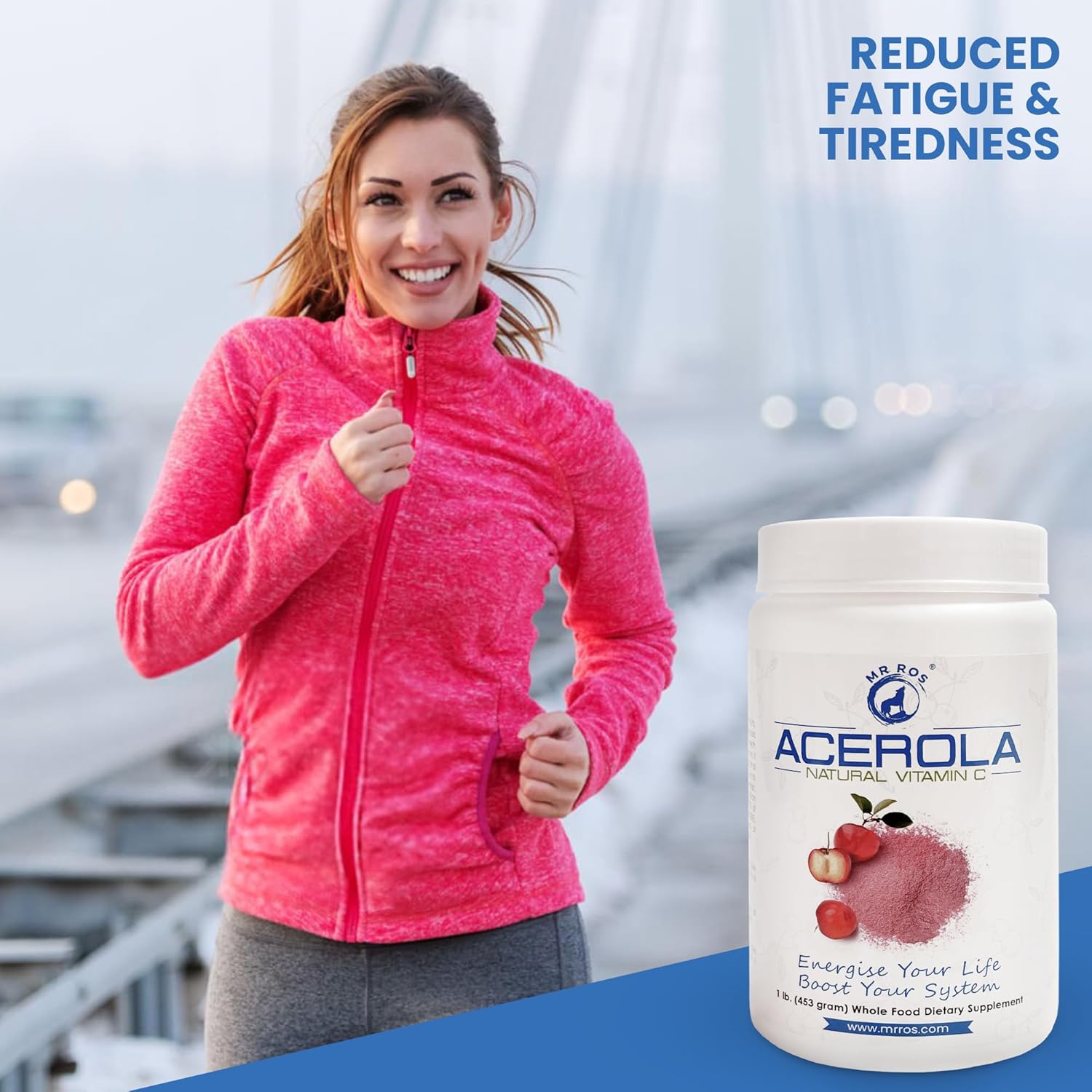 Organic Acerola Cherry Vitamin C Powder 1 Lb - Immune System Booster - Non-GMO Nobel Prize Winner Formula