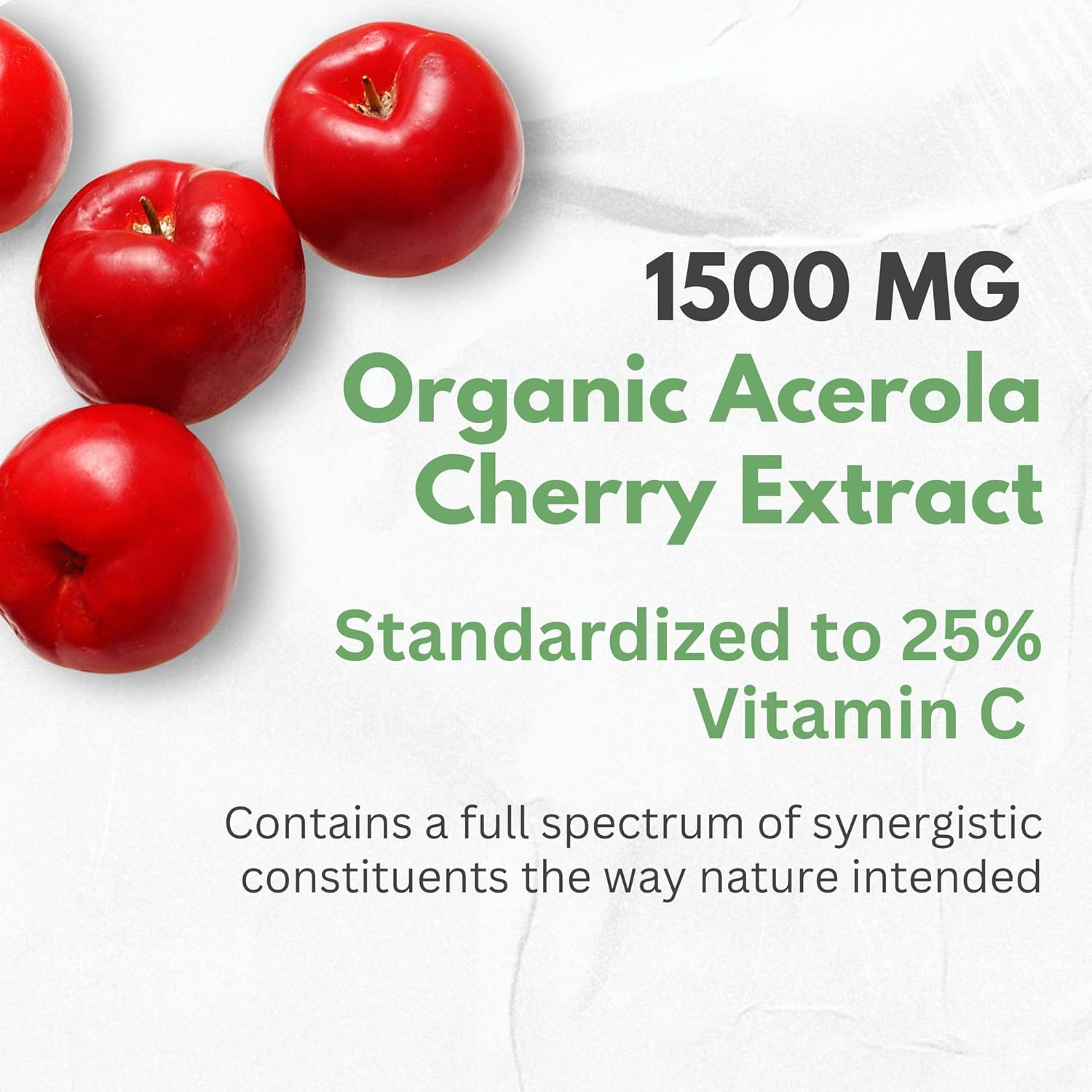Organic Acerola Cherry Vitamin C Supplement with Garlic, Ginger, and Citrus Bioflavonoids - Immune System Support and Collagen Boost - Anti Aging Skin Vitamins for High Absorption