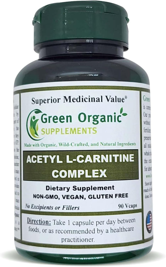 Organic Acetyl L-Carnitine Supplement - 90 VCaps, High Absorption, Non-GMO, Gluten-Free