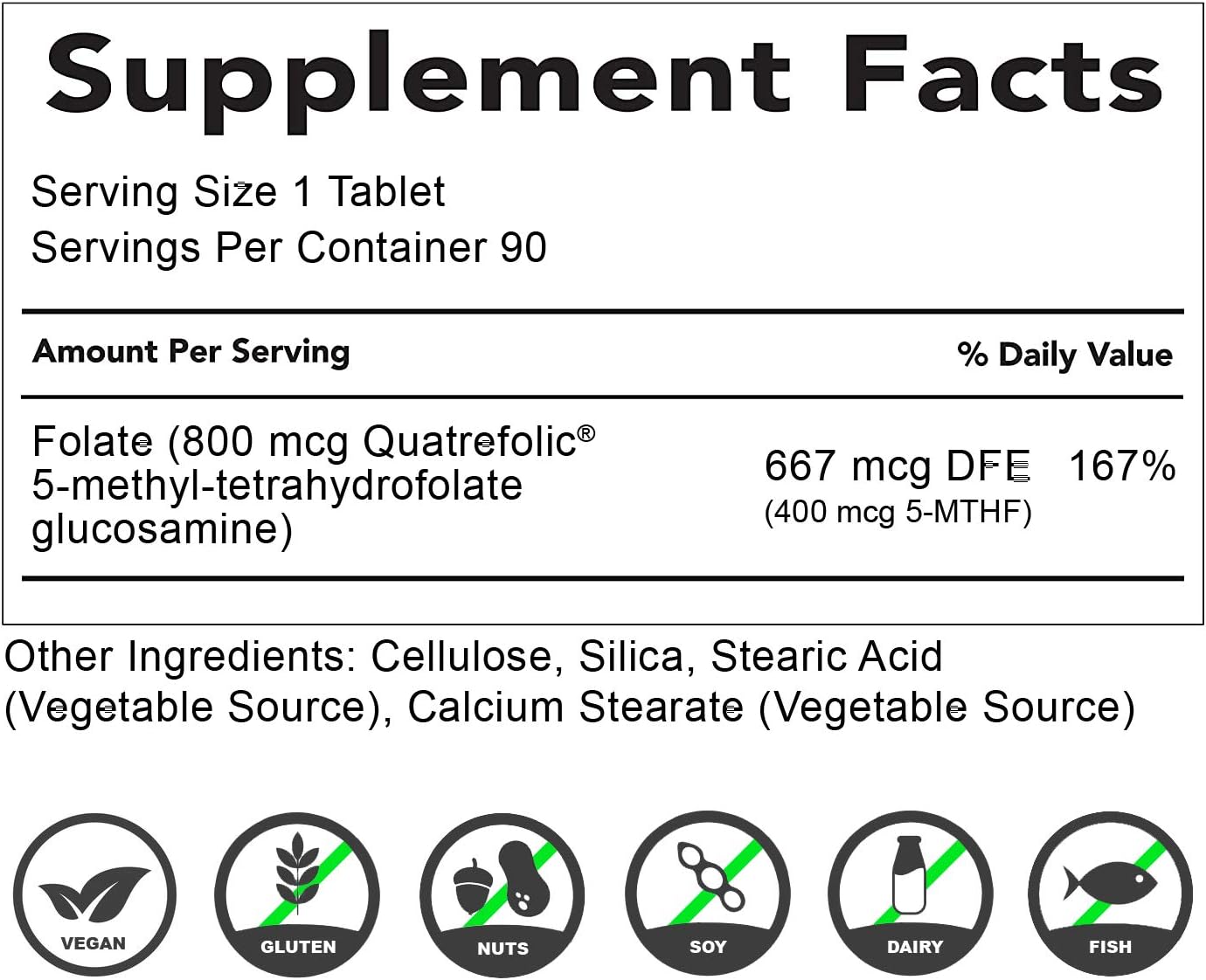 Organic Active Folate Quatrefolic Acid 5-MTHF Methylfolate for Prenatal Health & Development