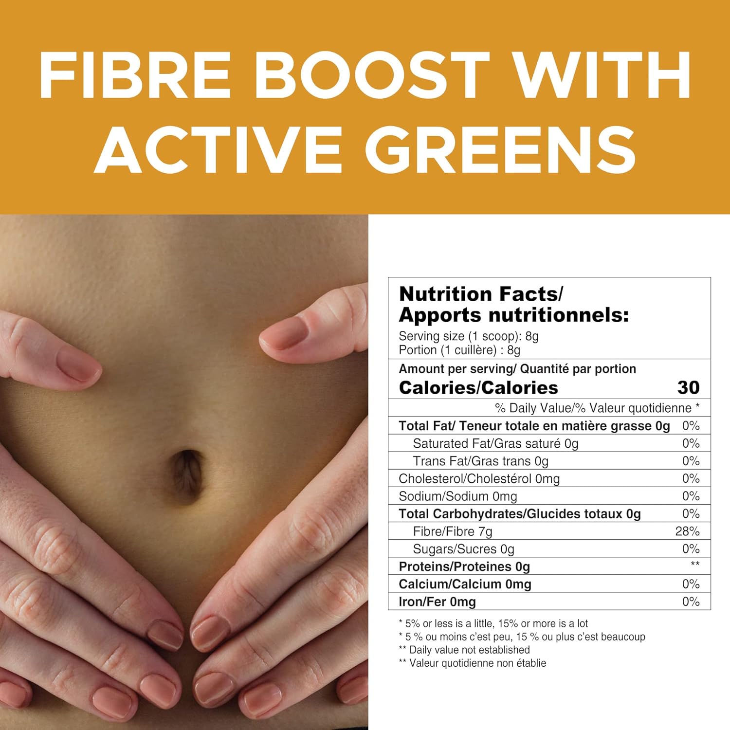 Organic Active Green Pro Fibre Boost Prebiotic & Probiotic Powder for Digestive Health - Enzyme and Vitamin Support - Gluten & Sugar Free - 320g/40 Servings