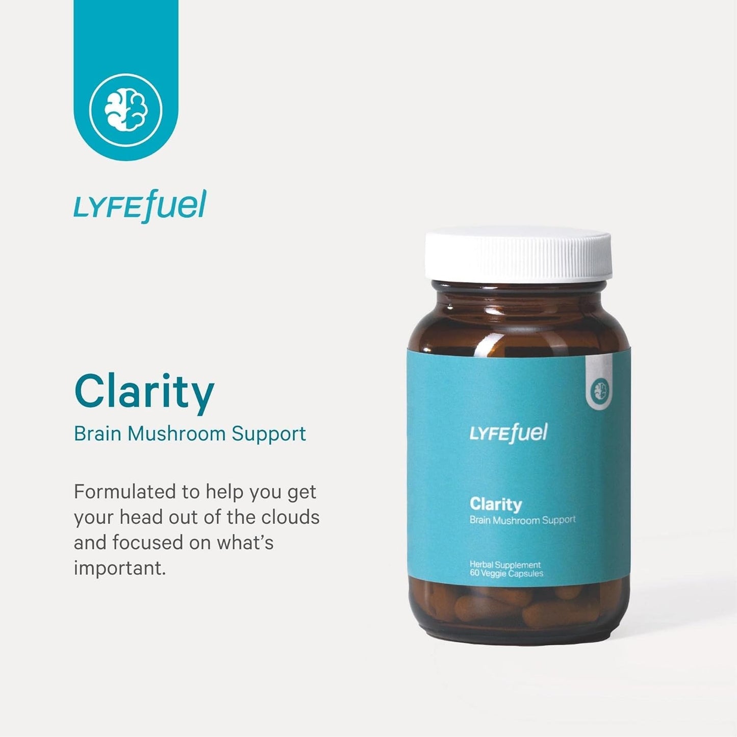 Organic Adaptogen Blend for Improved Focus & Brain Power | Nootropic Mushroom Supplement with Lion’s Mane, Cordyceps, Bacopa, Gotu Kola | 60 Vegan Capsules