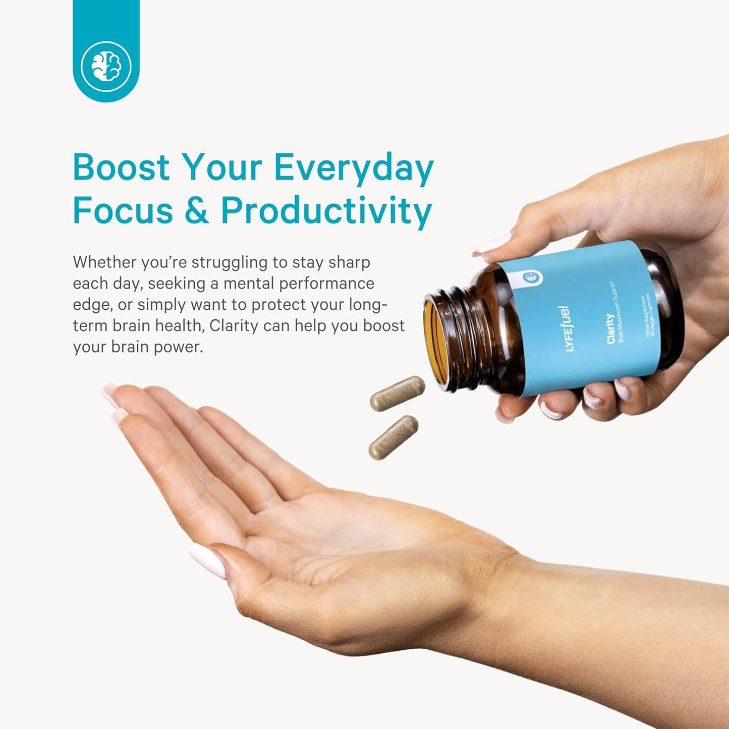 Organic Adaptogen Blend for Improved Focus & Brain Power | Nootropic Mushroom Supplement with Lion’s Mane, Cordyceps, Bacopa, Gotu Kola | 60 Vegan Capsules