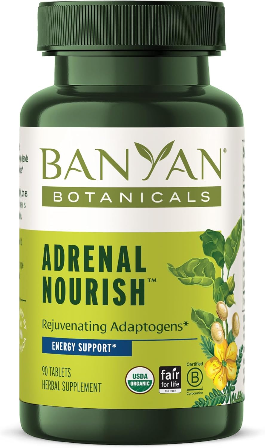 Organic Adaptogen Supplement for Adrenal Support - Natural Energy Boost with Ashwagandha, Gokshura & Guduchi - 90 Tablets, Non-GMO, Vegan