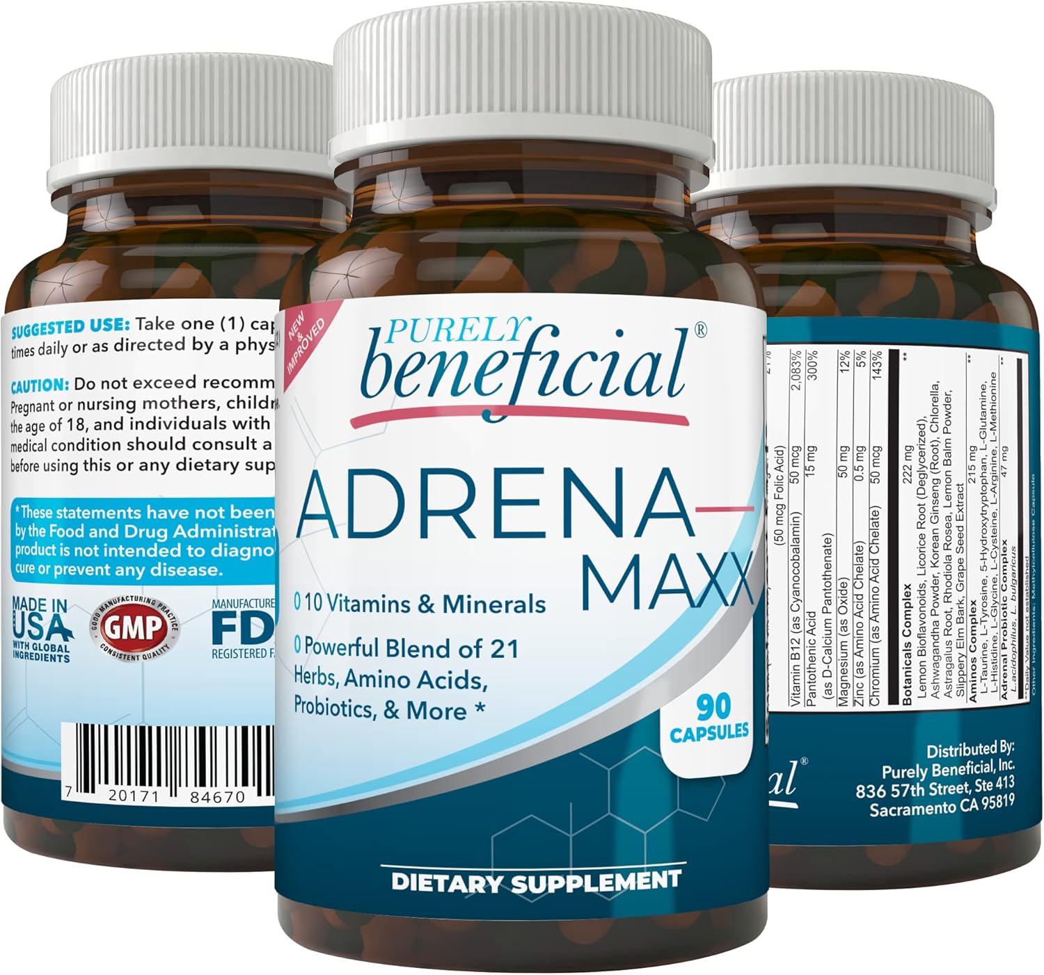 Organic Adrena-Maxx Supplement - 45 Day Supply for Fatigue Relief and Enhanced Energy - Natural Stress Response Booster