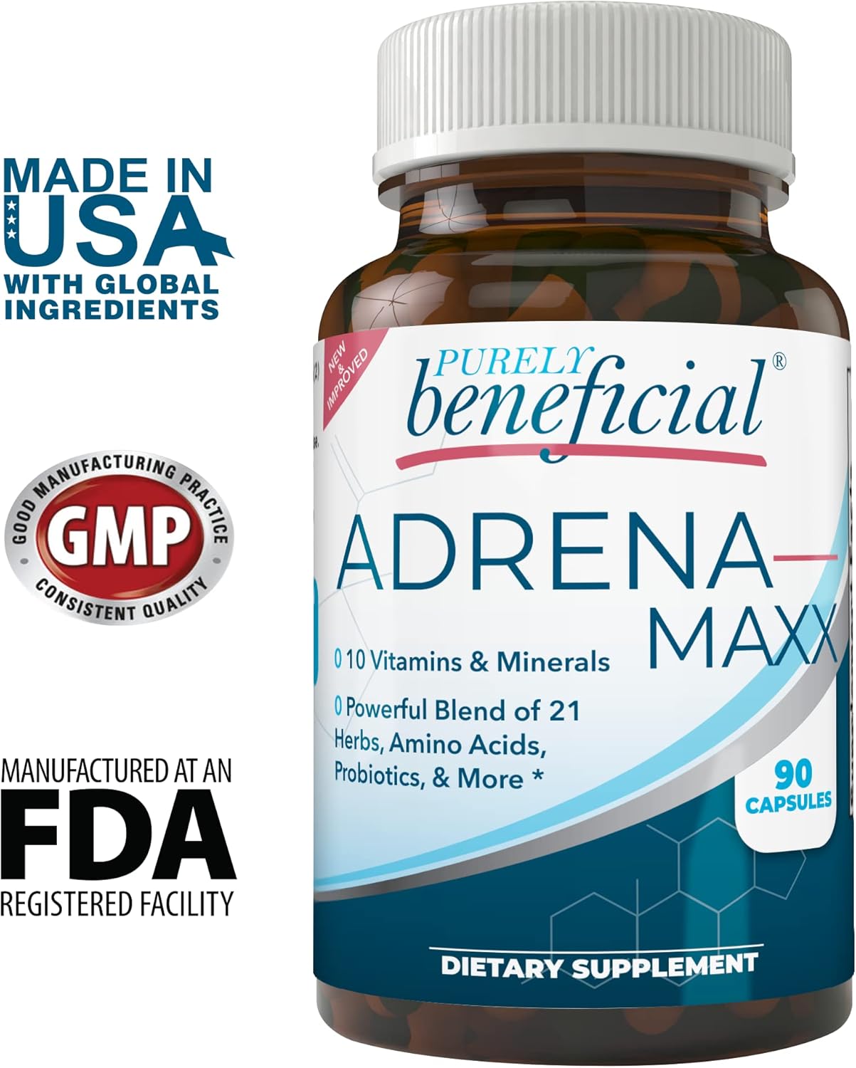 Organic Adrena-Maxx Supplement - 45 Day Supply for Fatigue Relief and Enhanced Energy - Natural Stress Response Booster