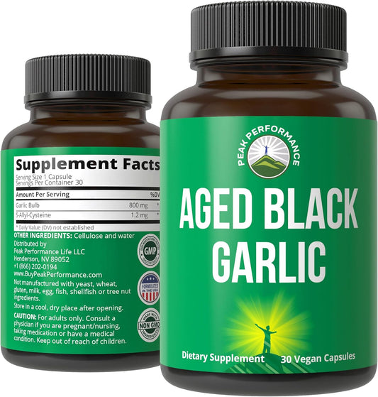 Organic Aged Black Garlic Capsules - Vegan Supplement for Cholesterol and Immune Support with S-Allyl Cysteine