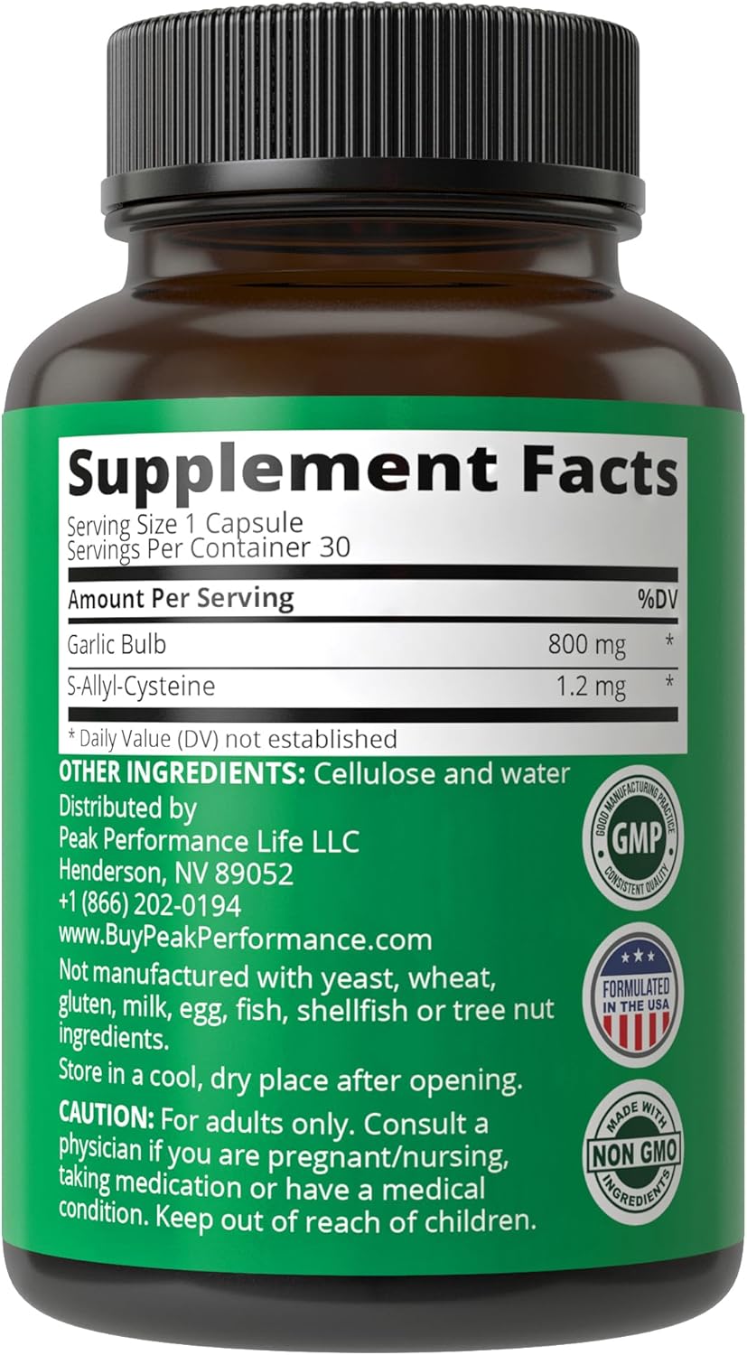 Organic Aged Black Garlic Capsules - Vegan Supplement for Cholesterol and Immune Support with S-Allyl Cysteine